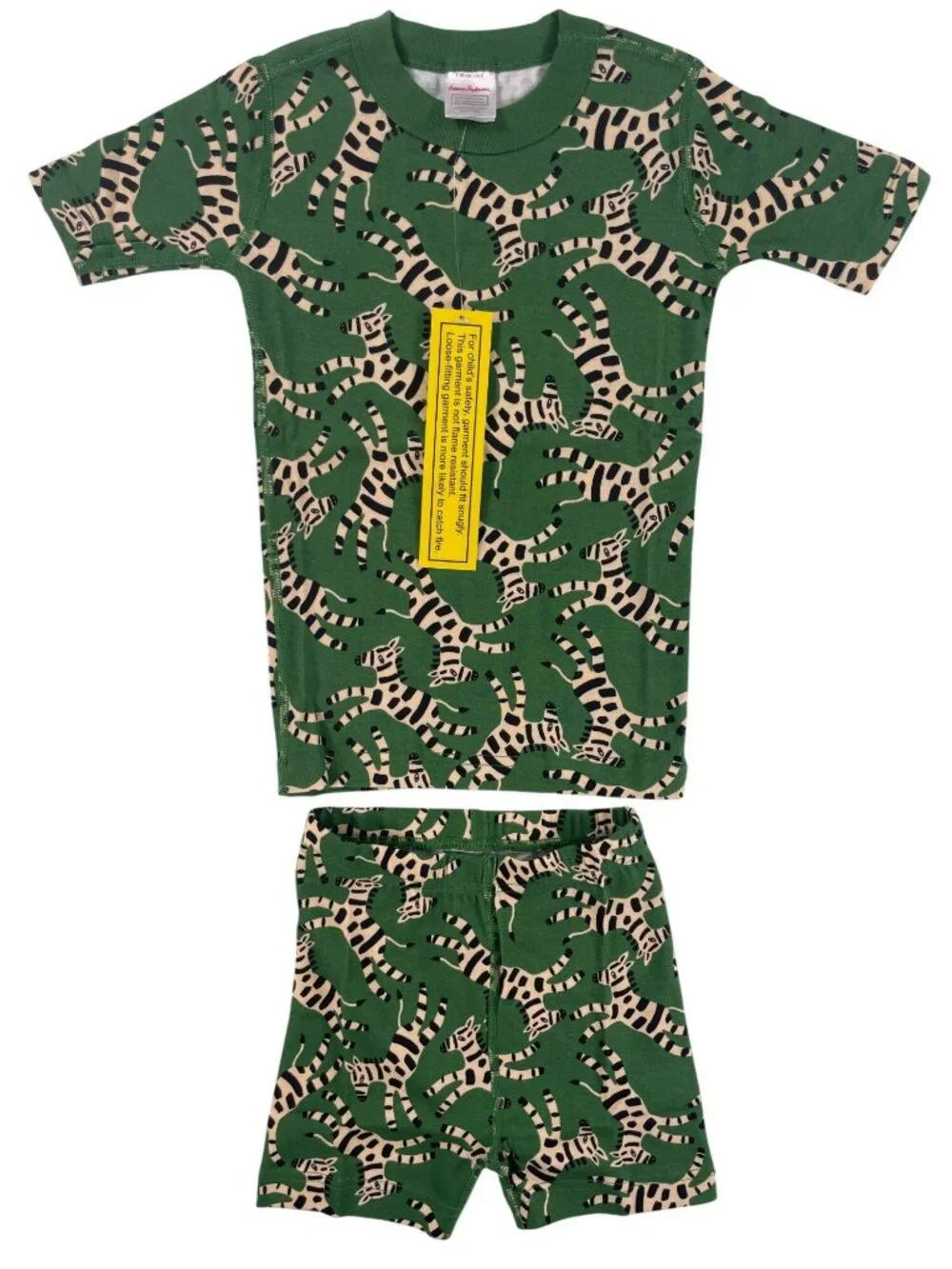 Hanna Andersson Kids 2-Piece Pajama SET Green Zebra Organic Cotton Kids Sz 5 NEW